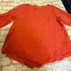Women’s Soft Surroundings Orange Textured Layered Tunic Blouse Size Medium